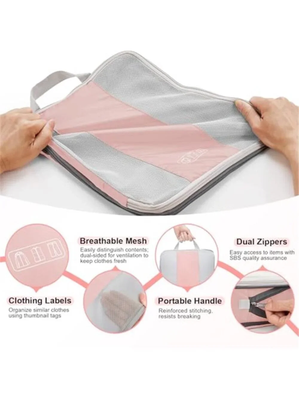 Compression Packing Cubes Travel Organizer Set Luggage Bags Toiletry Shoe Bag